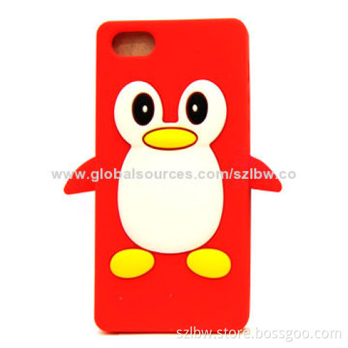 Fashion 3D Penguin Silicone Rubber Phone Case Cover for iPhone 5/5S, Free Samples, Easy to Install